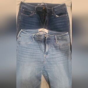Hollister High Rise Dark and Light Blue Jeans